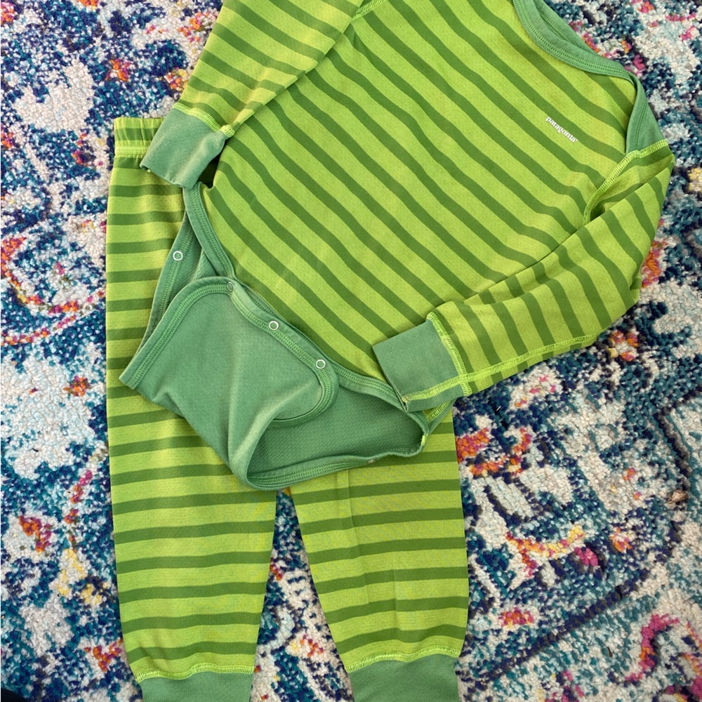 Patagonia Baby Capilene 3 Midweight Set Green size 24 months